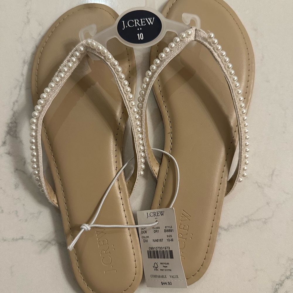 Easy Summer Flip Flop Pearl Size 10 NWT